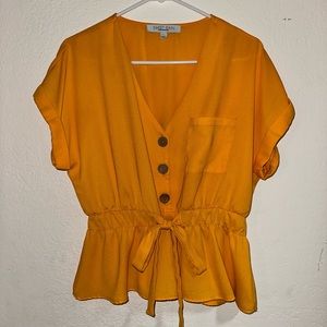 Womens size large yellow/gold dressy top